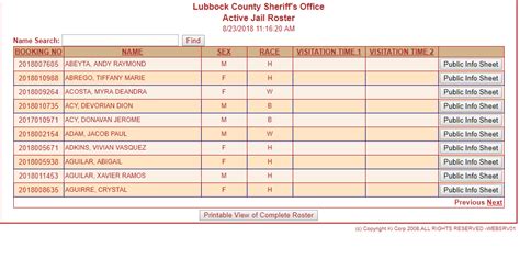 lubbock jail roster